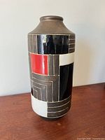 Front view of ceramic vase with geometric pattern