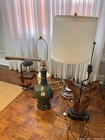 Group view of five lamps showing overall styles and materials