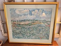 Full view of framed van Gogh print showing artwork, mat and frame