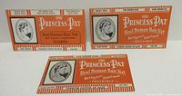 Front view of three Princess Pat hair net envelopes