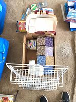 Overall lot with hanging organizer, tissue boxes, hardware