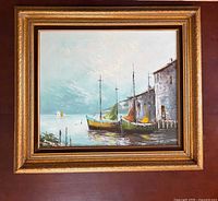 Framed oil painting overall view