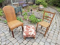 All three seating pieces grouped outdoors