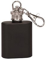Matte black stainless steel keychain flask front view
