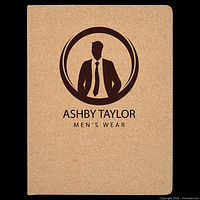 Front view sample engraving on cork portfolio