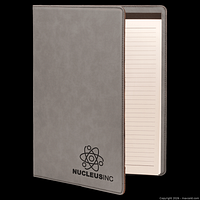 Portfolio open showing lined pad and interior pocket