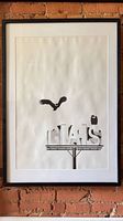 Full framed screen print on brick wall