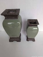 Front view of both vases showing size difference and color