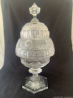 Pedestal covered compote with lid in full view