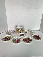 Group shot of all nine bone china pieces