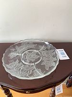 Top view showing full Mikasa Winter Rose divided platter