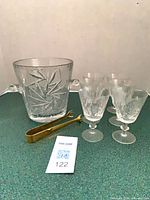 ice bucket, glasses, tongs overview