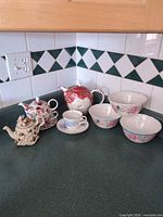 All pieces grouped on countertop