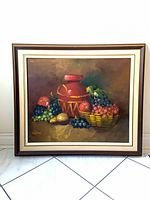 Front view of framed still life oil painting