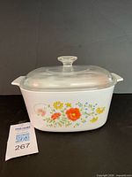Front view showing Wildflower pattern and glass lid