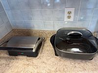 Closed view of both appliances on countertop