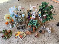 Full lot overview showing all Easter and spring items on carpet
