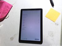 Front view showing touchscreen and Fire OS setup screen