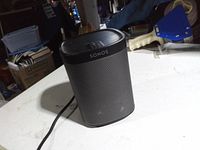 Front view of Sonos Play:1 speaker with power cord visible