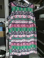 Front view of Talbots sleeveless patterned canvas top showing full geometric design