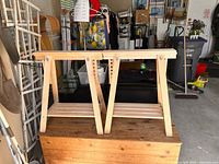 Front view of both birch trestles showing overall condition and structure