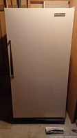 Closed freezer front view showing overall appearance and handle