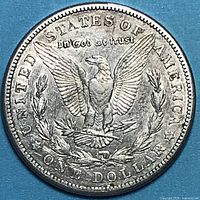 Reverse of 1921-S Morgan dollar showing eagle design