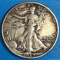 Obverse of 1942 Walking Liberty half dollar