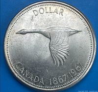 Reverse side showing Canada goose and dual date Canada 1867-1967