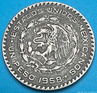 Obverse showing Mexican coat of arms and date 1958