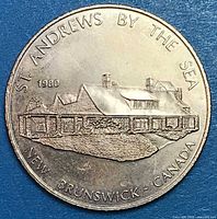 Obverse view of 1980 St. Andrews by the Sea trade dollar coin
