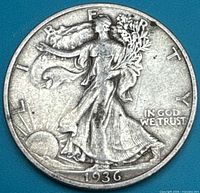 Obverse of 1936 Walking Liberty half dollar