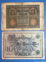 Both German 100 Mark notes front sides displayed