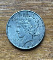 Obverse view showing Liberty profile and 1923 date