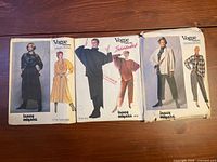 Three Vogue Issey Miyake patterns showing garment illustrations