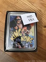 Front view of the King Kong two-disc DVD collector's edition in a metal tin case showing the iconic King Kong artwork.