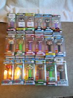 All 18 Pop! Pez dispensers arranged on surface