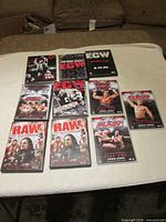 All ten DVD cases laid out on table
