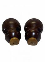 Front view of both wooden pig shakers