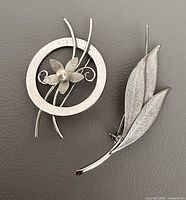 Front view of both brooches showing designs and scale