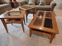 Three tables grouped together showing overall design and matching style