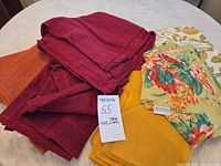 All table linens grouped on table