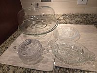 Group shot showing all four glass serveware items
