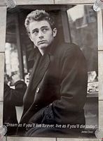 Full view of James Dean poster with quote text