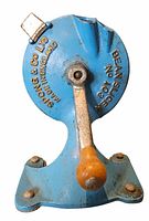 Front view showing brand markings and crank handle