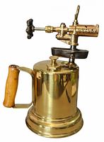 Full view of restored brass Butler Model 100 blow torch