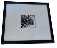 front view of framed print with wide mat and central image