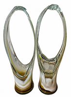 Front view of both stretched glass vases standing upright