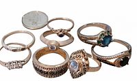 Group view of all eight sterling rings