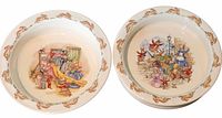 Both Bunnykins bowls showing exterior and interior designs